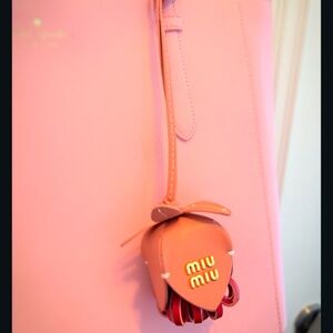 Miu Miu Tulip Flower Handmade Pink and Red 100% Leather Bag Charm